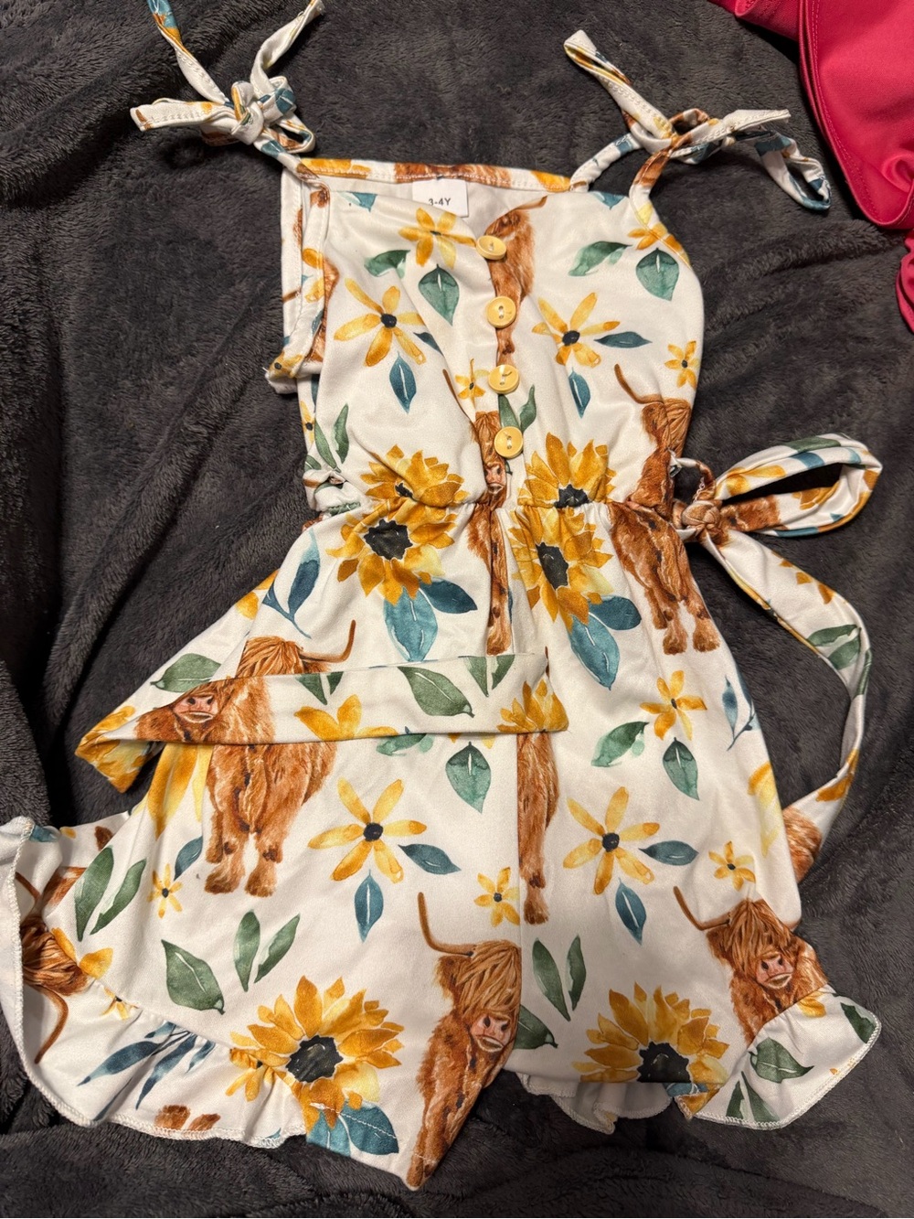 Kids Sunflower & Calf Print White Romper